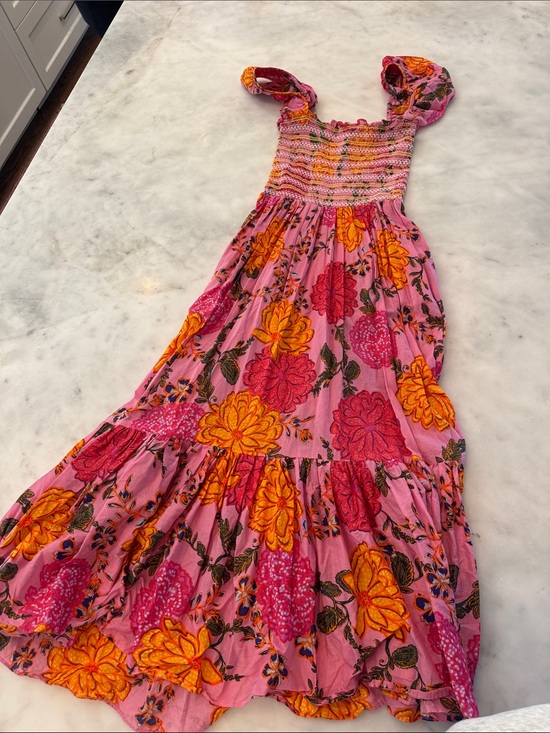 Pants Store Dresses & Skirts - Pants Store Pink Floral Smocked Sundress with Orange & Magenta Blooms